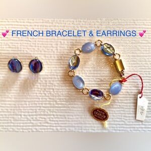 VINTAGE / NWT 1970s FRENCH ‘PARIS ORANIUM’ BRACELET & CLIP ON EARRINGS SET